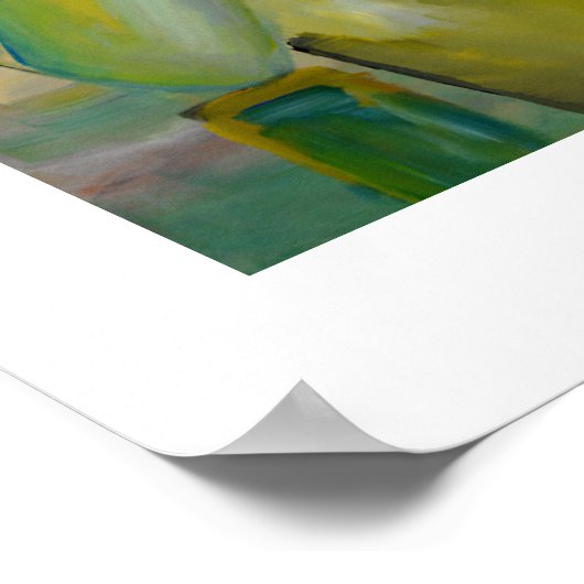 Androgyne Man Portrait Figurative Grüne Bilder Poster (Ecke)