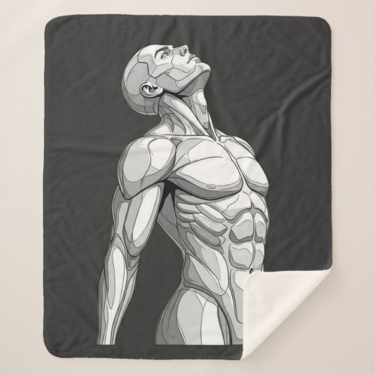 Android Anatomy: Futuristic Cyborg Sherpa Blanket Sherpadecke (Vorderseite)