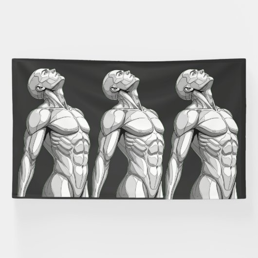 Android Anatomy: Triple Cyborg Futuristic Banner (Horizontal)