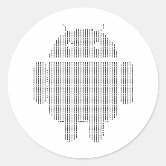 Android - Ascii schwarz Runder Aufkleber (Vorderseite)