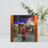ANDROID BALLET, Red Orange Blue Science Fiction Einladung (Stehend Vorderseite)