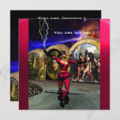 ANDROID BALLET, Rosa blaue Science Fiction Einladung (Vorne/Hinten)