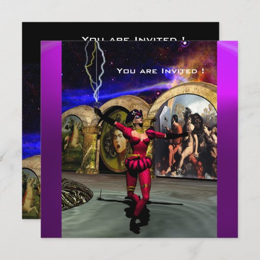 ANDROID BALLET, Rot Lila Blue Science Fiction Einladung (Vorne/Hinten)