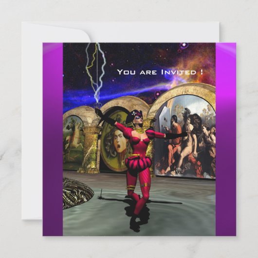 ANDROID BALLET, Rot Lila Blue Science Fiction Einladung (Vorderseite)