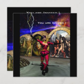 ANDROID BALLET, Schwarz-Blau-Science Fiction Einladung (Vorne/Hinten)