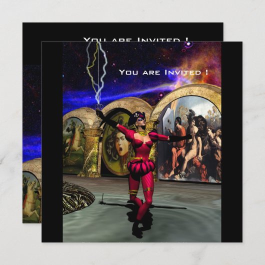 ANDROID BALLET, Schwarz-Blau-Science Fiction Einladung (Vorne/Hinten)