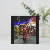 ANDROID BALLET, Schwarz-Blau-Science Fiction Einladung (Stehend Vorderseite)