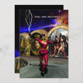 ANDROID BALLET, Schwarz-Blau-Science Fiction Einladung (Vorne/Hinten)