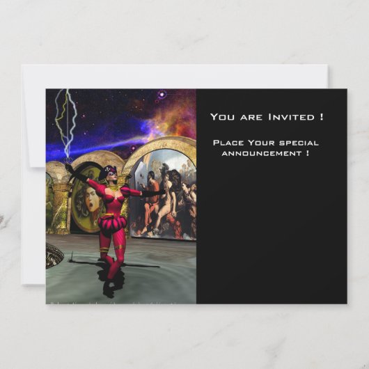 ANDROID BALLET, Schwarz-Blau-Science Fiction Einladung (Rückseite)