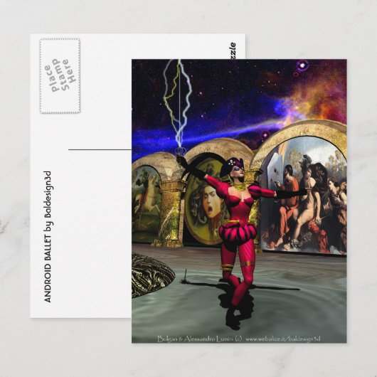 ANDROID BALLET, Science Fiction Postkarte (Vorne/Hinten)