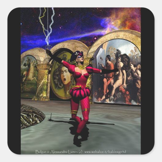 ANDROID BALLET, Science Fiction Quadratischer Aufkleber (Vorderseite)