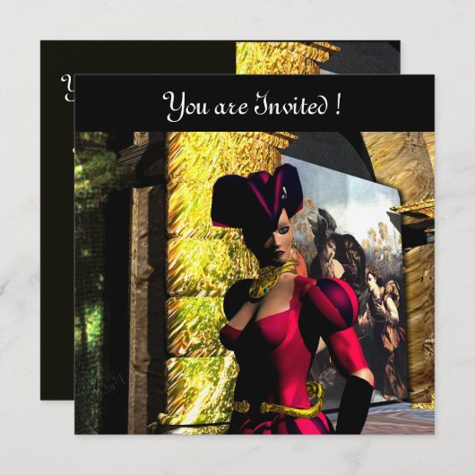 ANDROID BALLET- XENIA IM ORBITER, schwarz rot Einladung (Vorne/Hinten)