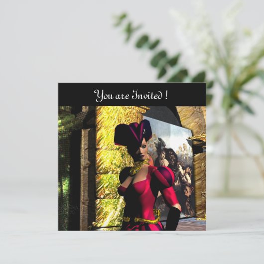 ANDROID BALLET- XENIA IM ORBITER, schwarz rot Einladung (Stehend Vorderseite)