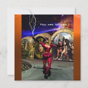 ANDROID BALLETT, Rot Orange Blau Science-Fiction Einladung