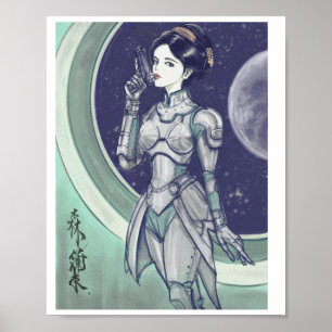 Android Freundin im Weltraum - Sci-Fi-Rüstungspost Poster