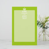 Android grüne Dekoration Behalte Ruhe und Text Briefpapier (Stehend Vorderseite)