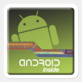 Android Inside Quadratischer Aufkleber (Vorderseite)