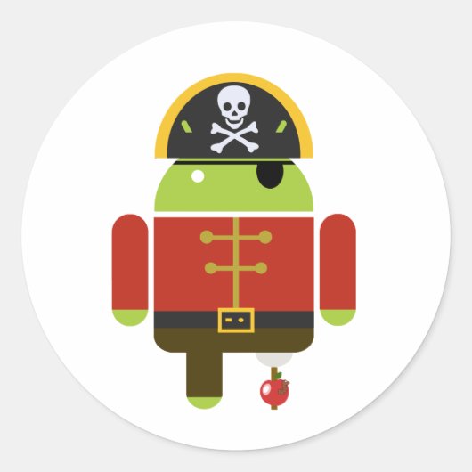 Android Pirate - Andy Runder Aufkleber (Vorderseite)