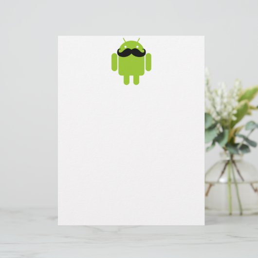 Android Robot Black Mustache Graphic (Stehend Vorderseite)