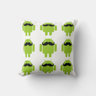 Android Robot Black Mustache Graphic Kissen
