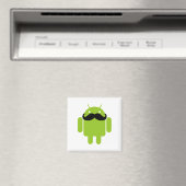 Android Robot Black Mustache Graphic Magnet (In Situ (Geschirrspüler))