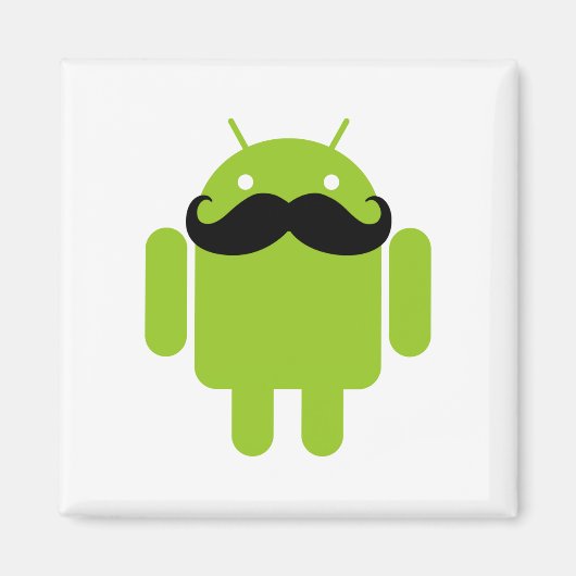 Android Robot Black Mustache Graphic Magnet (Vorne)