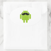 Android Robot Black Mustache Graphic Ovaler Aufkleber (Tasche)