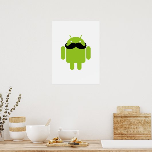 Android Robot Black Mustache Graphic Poster (Küche)