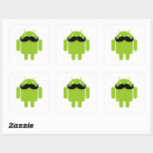 Android Robot Black Mustache Graphic Quadratischer Aufkleber (Blatt)