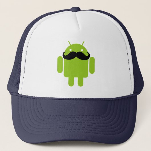 Android Robot Black Mustache Graphic Truckerkappe (Vorderseite)