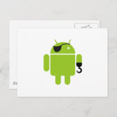 Android Robot Icon als Pirate Postkarte (Vorne/Hinten)