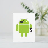 Android Robot Icon als Pirate Postkarte (Stehend Vorderseite)