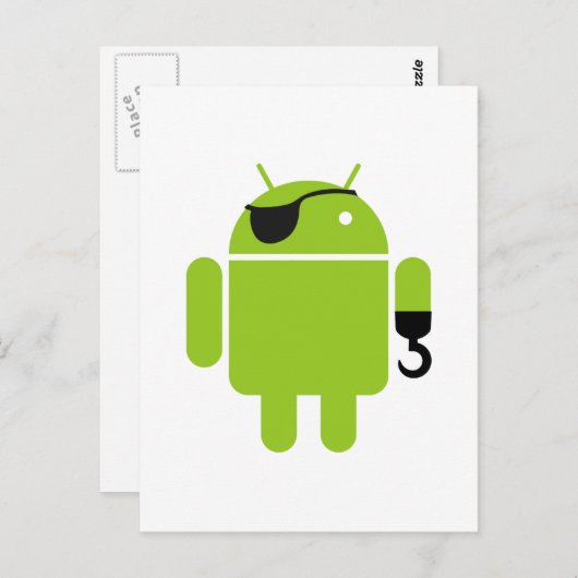 Android Robot Icon als Pirate Postkarte (Vorne/Hinten)
