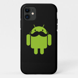 Android Robot Icon Mustache auf schwarz Case-Mate iPhone Hülle