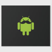Android Robot Icon Mustache auf schwarz Geschenkpapier (Flach)