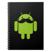 Android Robot Icon Mustache auf schwarz Notizblock (Vorderseite)