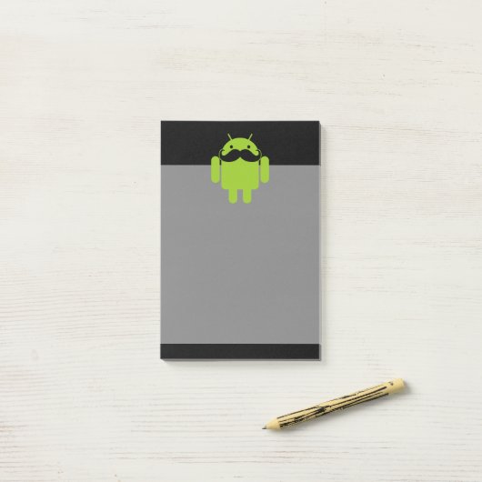 Android Robot Icon Mustache auf schwarz Post-it Klebezettel (Auf Schreibtisch)