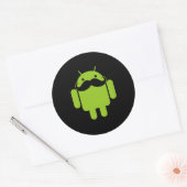 Android Robot Icon Mustache auf schwarz Runder Aufkleber (Umschlag)
