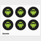 Android Robot Icon Mustache auf schwarz Runder Aufkleber (Blatt)