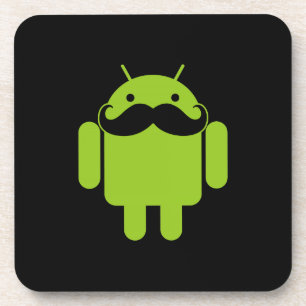 Android Robot Icon Mustache on Black Getränkeuntersetzer