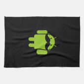 Android Robot Icon Mustache on Black Handtuch (Horizontal)