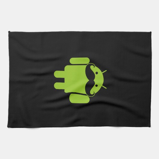 Android Robot Icon Mustache on Black Handtuch (Horizontal)