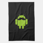 Android Robot Icon Mustache on Black Handtuch (Vertikal)