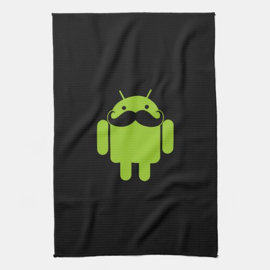 Android Robot Icon Mustache on Black Handtuch (Vertikal)
