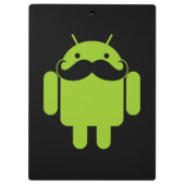 Android Robot Mustache auf Black Klemmbrett (Rückseite)
