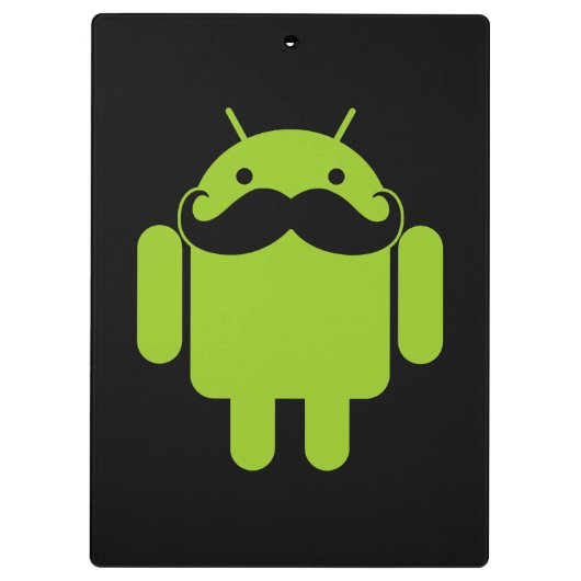 Android Robot Mustache auf Black Klemmbrett (Rückseite)