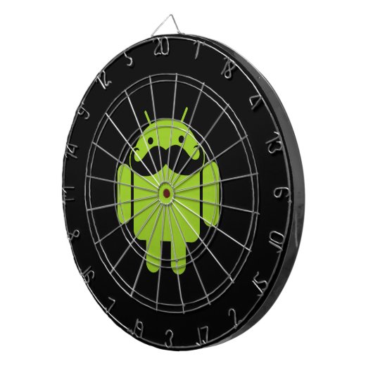 Android Robot Mustache auf Schwarz Dartscheibe (Vorderseite rechts)