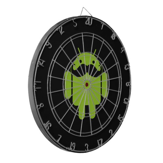 Android Robot Mustache auf Schwarz Dartscheibe (Vorderseite Links)