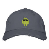 Android Robot Mustache Embroidery Bestickte Kappe (Vorderseite)