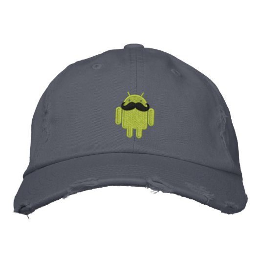 Android Robot Mustache Embroidery Bestickte Kappe (Vorderseite)